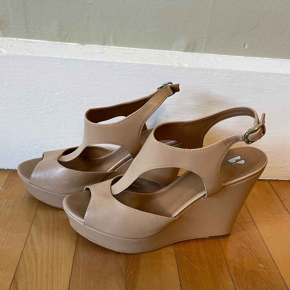BP nude wedge heels, size 8 — just like new!
